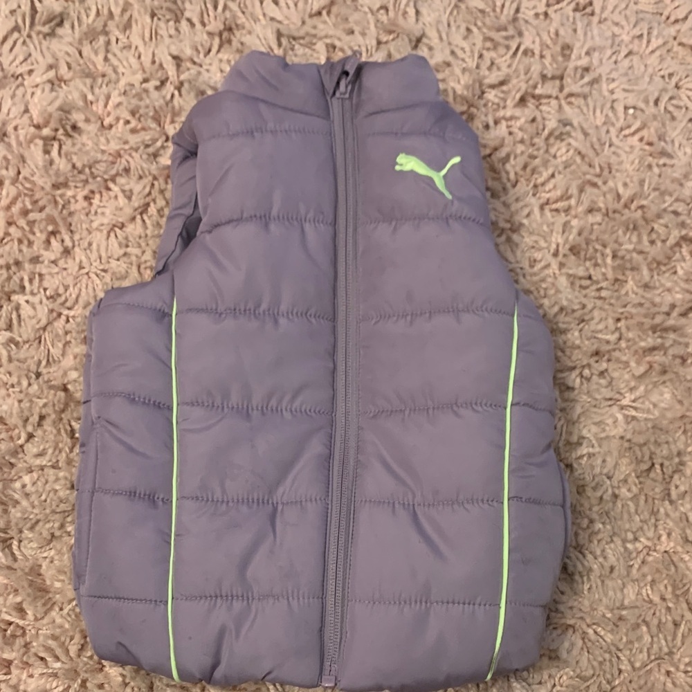 Puma Kids Vest in Gray with Neon Green Accents